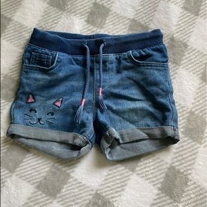 Girls Cat Denim Shorts